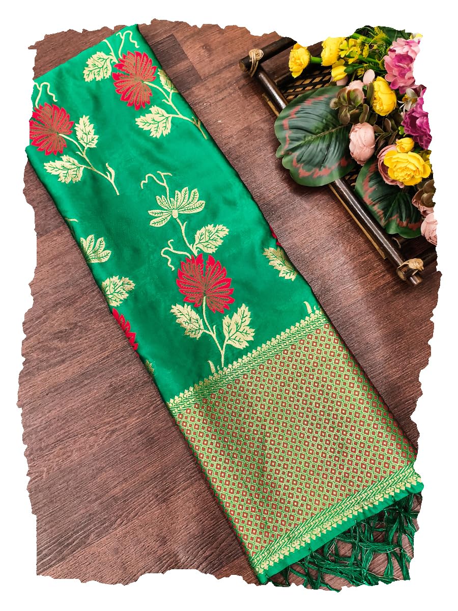 DEVANGI Women's Woven Banarasi Silk Dupatta/Chunni For Women, Floral Print 1 Meter Wide and 2.3 Meter Length Printed Desig... - Review, Price and Buying Guide