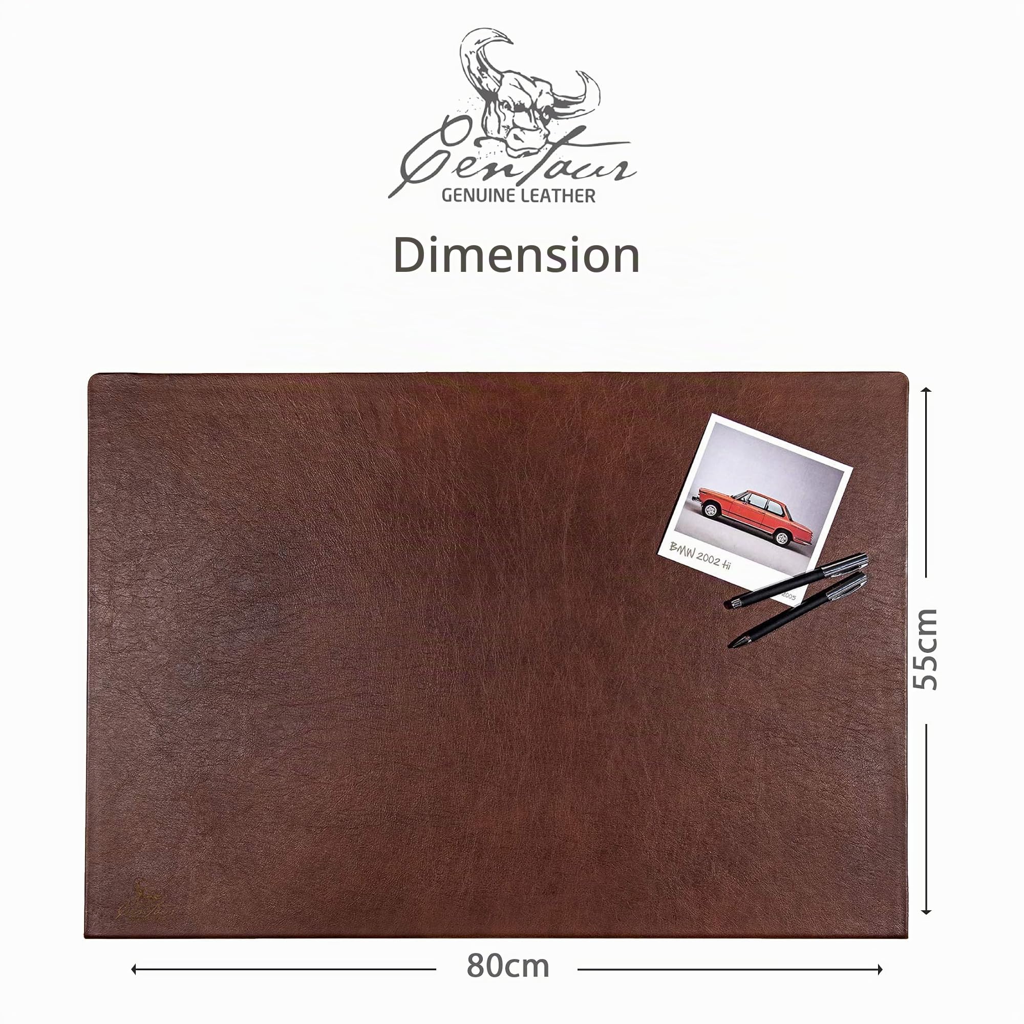 Centaur - Sous-main en cuir de haute qualité avec protection des bords à 90° - noisette 55x80 cm - idéal pour le bureau et la maison - Sous-main facile à entretenir