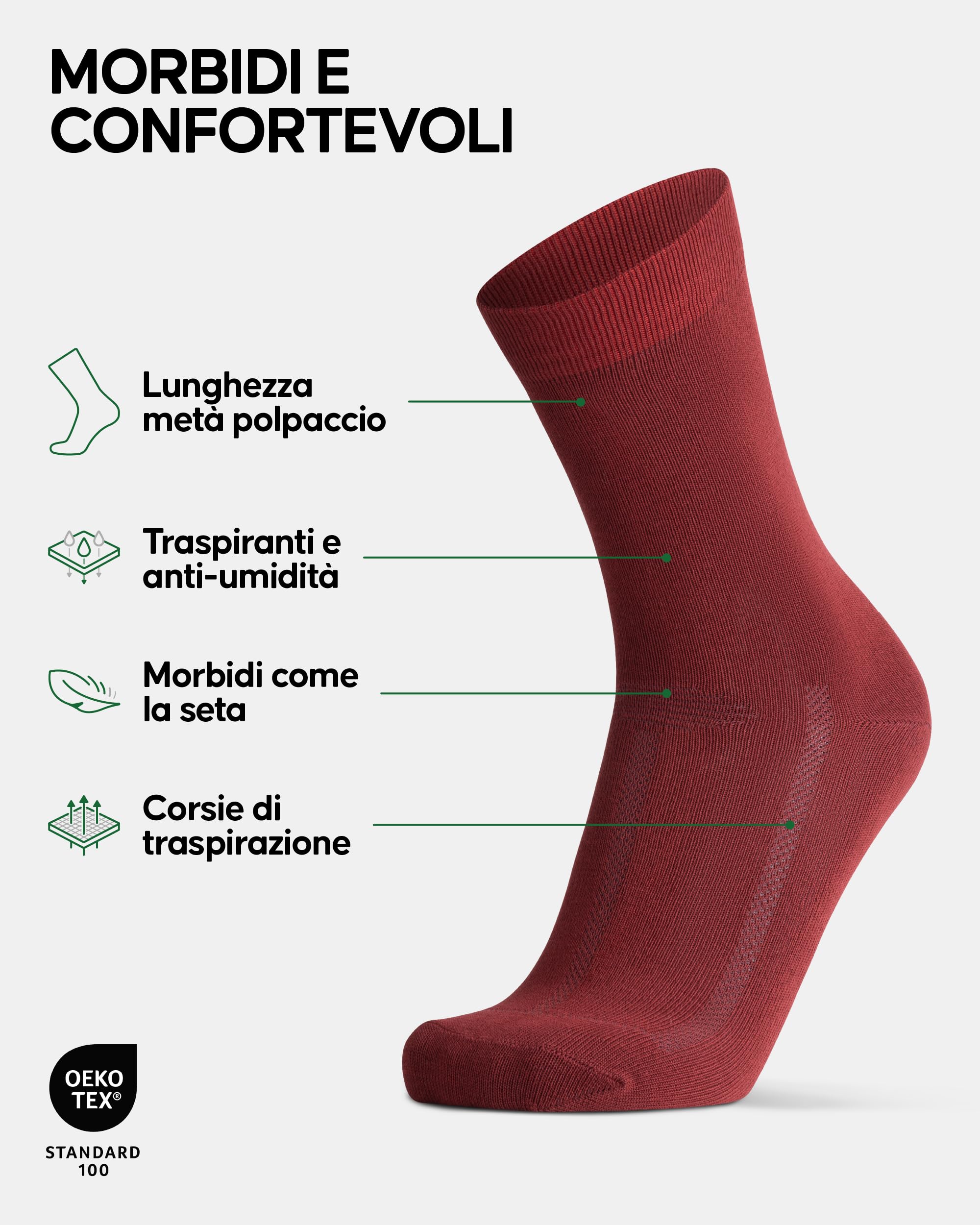 DANISH ENDURANCE Calzini Uomo Fibra di Bambù, Calze Classiche Eleganti in Bamboo, Calzini Estivi Traspiranti, Calze da Lavoro e Uso Quotidiano, 6 Paia