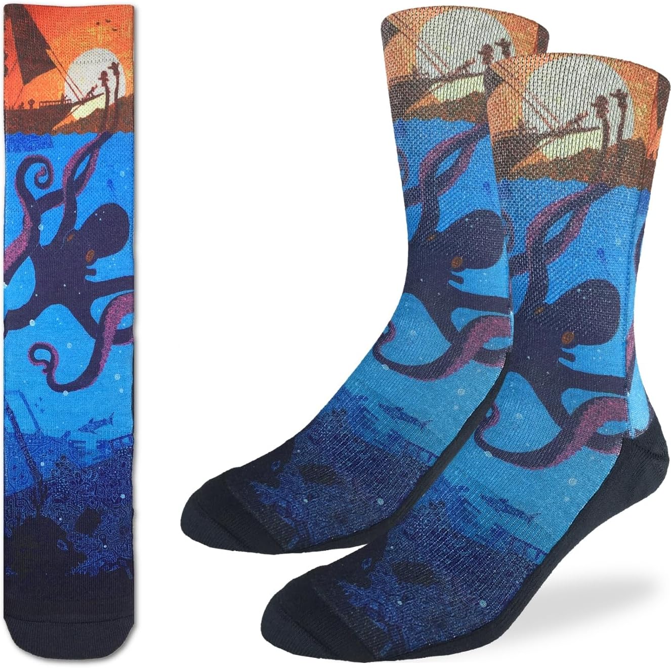 Good Luck Sock Men's Fish and Ocean Animal Socks, Adult