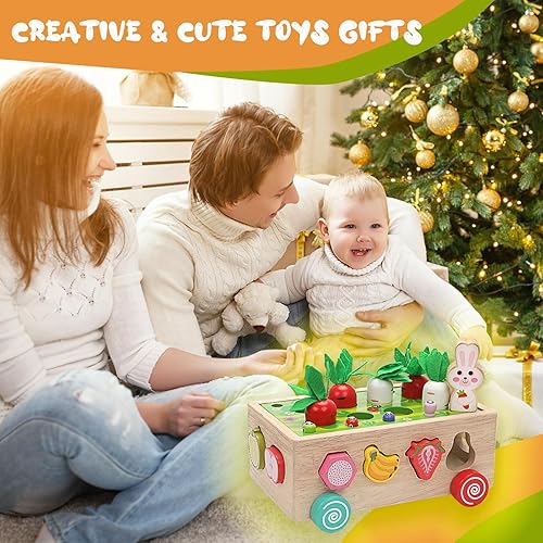 Miniatura 7 de Montessori - Juguetes educativos de madera para bebés de 1, 2, 3, 4 años, para niños y niñas de 1, 2, 3, 4 años, zanahoria, cosecha, huerto, juguete