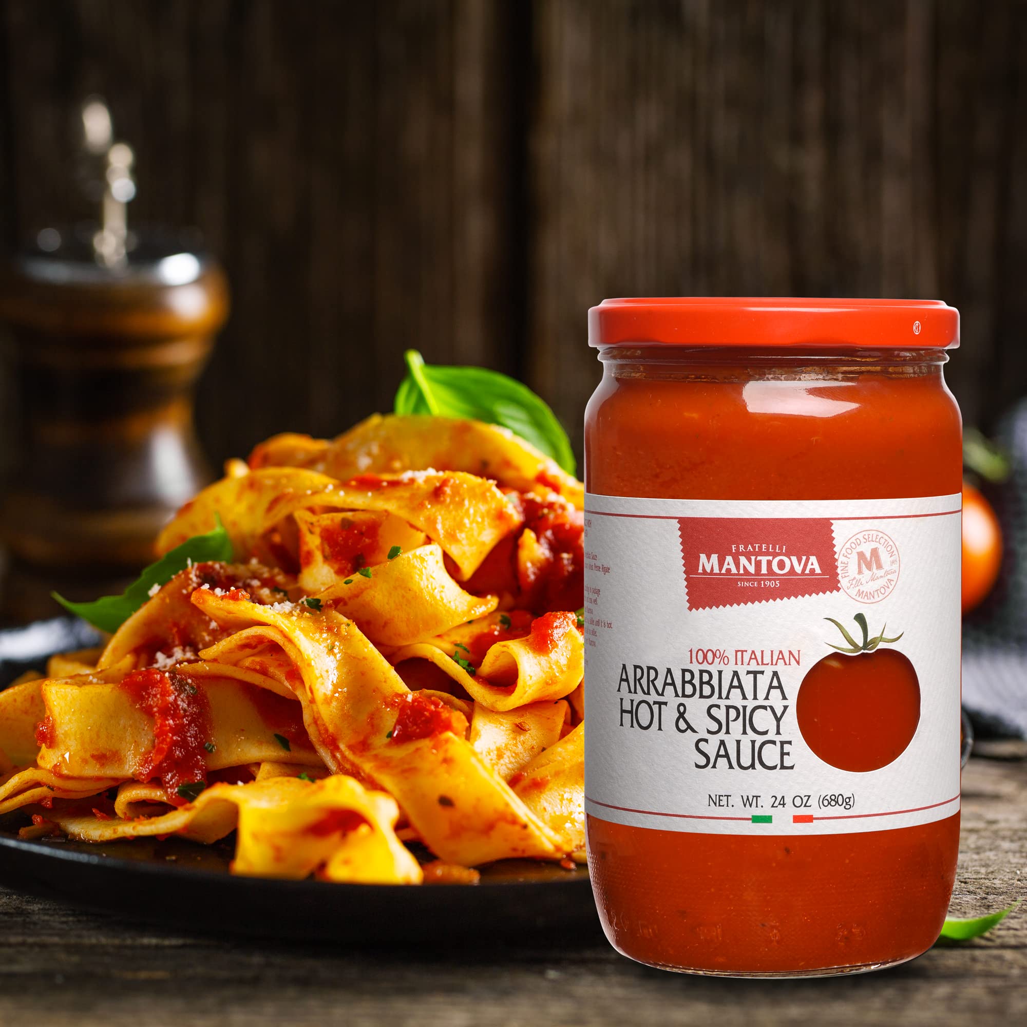 Mantova Arrabbiata Pasta Sauce | Tomato Sauce Made with Fresh & All-Natural Ingredients | Non GMO, Vegan, Gluten Free, Low Carb Pasta Sauce, 24 Fl Oz (Pack of 2) (24 oz, 1)