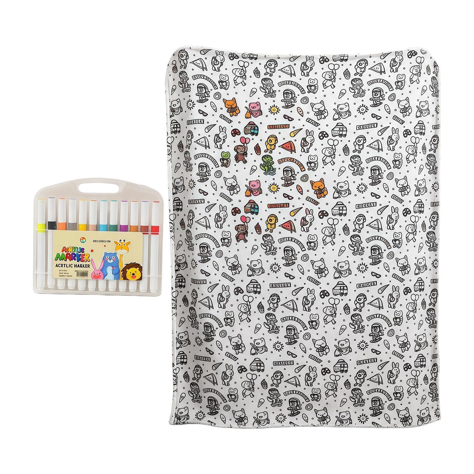 Couverture de coloriage pour adultes plaid canapé lavable avec feutres