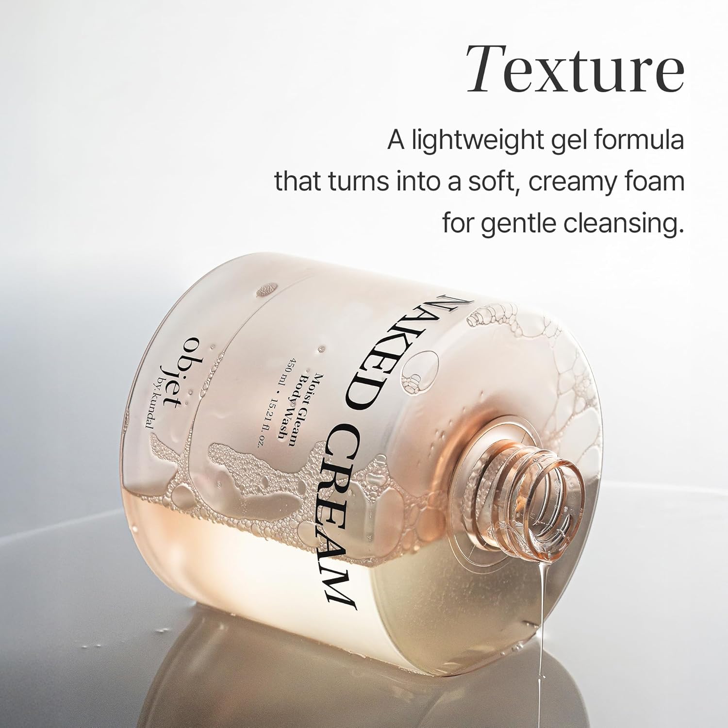 KUNDAL objet Moist Gleam Body Wash - Hydrating Glow Cleanser, Resveratrol C&E + LHA PHA Gentle Exfoliation, Rich Creamy Lather, Long Lasting Moisture, Linen Water, 450ml, Korean Beauty - Image 5