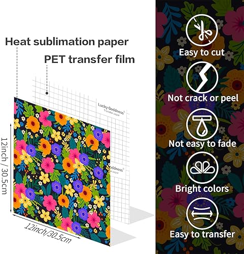 Miniatura 7 de Hojas de transferencia florales para máquina de prensa de calor, papel de transferencia para taza, vaso, camiseta, bolsa de mano, 8 hojas de 12 x 12