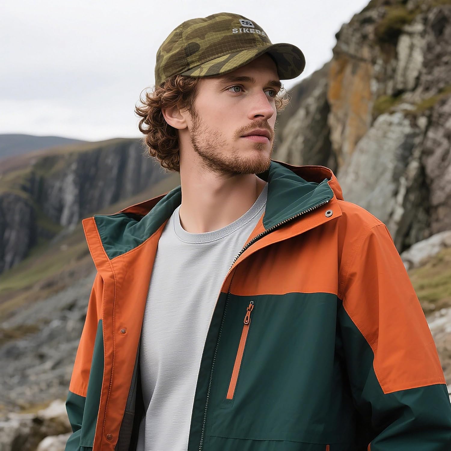 CLAPE Short Brim Baseball Cap for Men, Camouflage Lightweight Quick-Dry Camper Hat Low Profile Ball Cap with Small Brim - Image 4