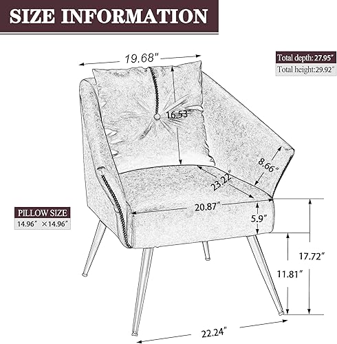 Miniatura 2 de Alunaune Juego de 2 sillas decorativas tapizadas de color marrón, modernas de piel sintética, sillas para sala de estar, silla con brazos, silla de