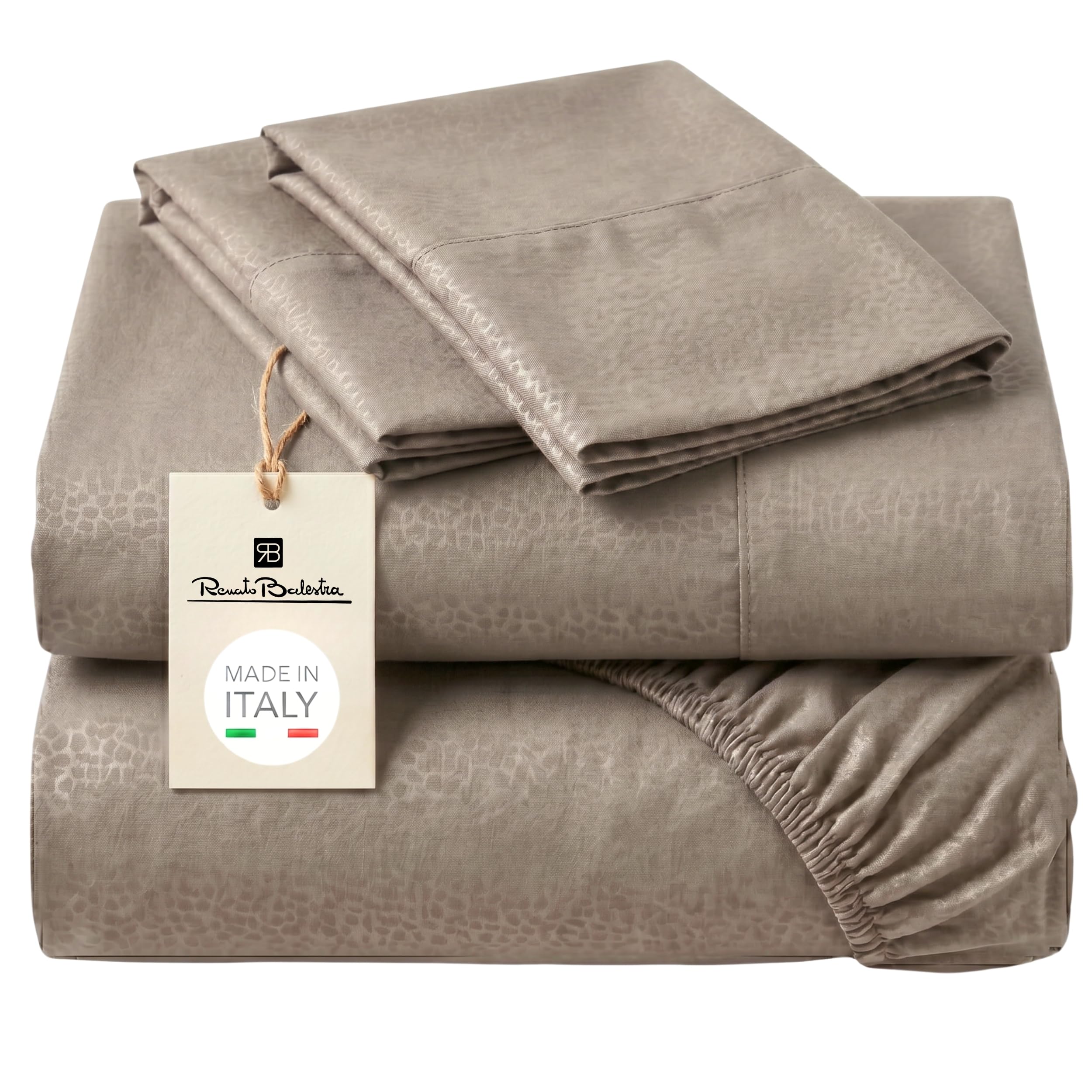 o-day Renato Balestra Set Lenzuola Matrimoniale Microfibra Made in Italy No Stiro Completo Letto Matrimoniale 4 pezzi Lenzuolo Sotto Lenzuolo Sopra 2 federe (Fango, Matrimoniale)