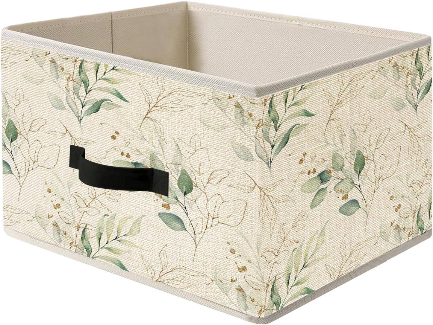 Sage Green Eucalyptus Storage Bins, Watercolor Plant Botanical Collapsible Fabric Storage Basket Organizer for Clothes Toys Books Home Bedroom Living Room