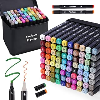 Yanfoam 80 Colors Alcohol Markers Set with Carrying Case, Dual Tip Art Marker for Coloring, Drawing, Sketching, Card Making and Illustration - Perfect for Adults and Kids