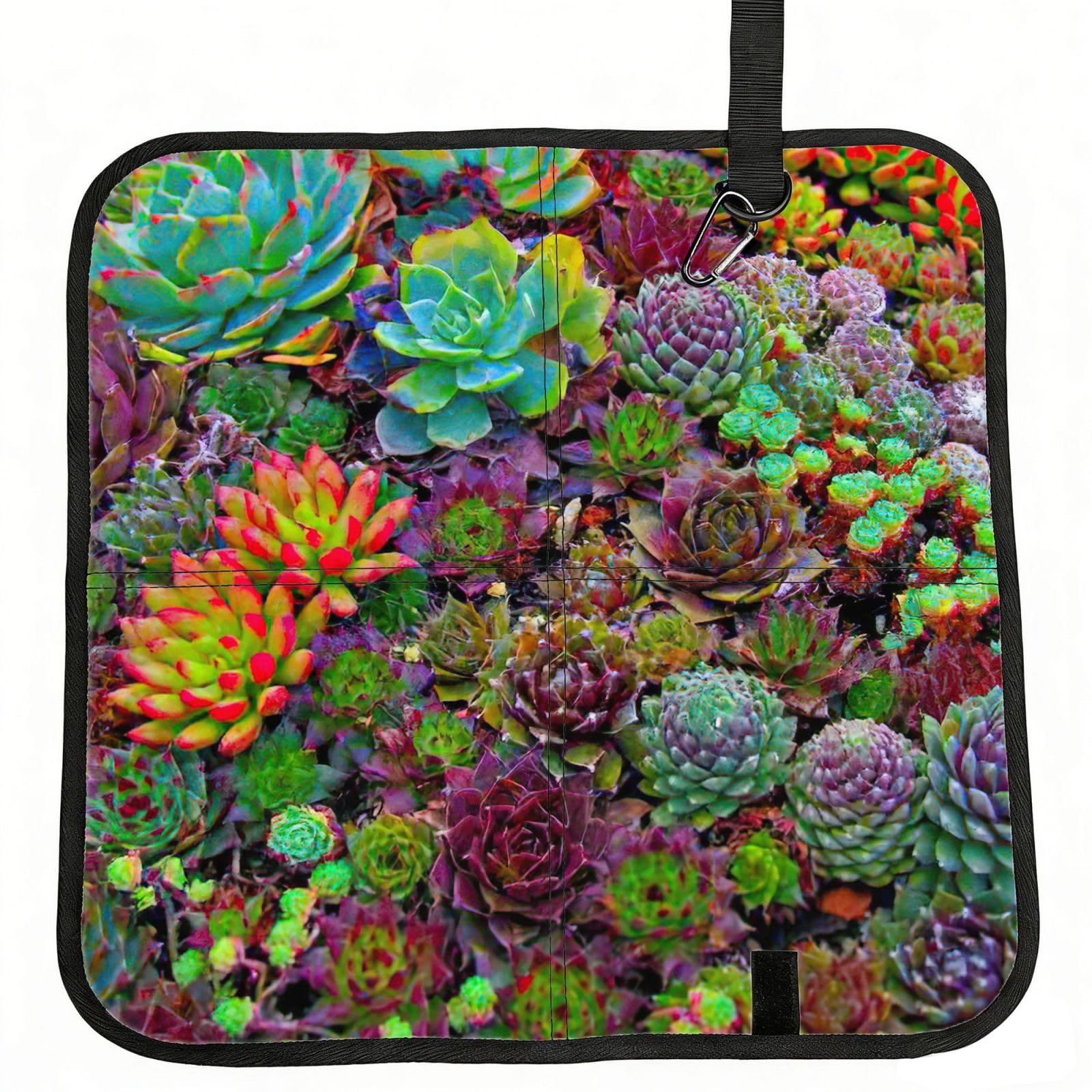 bghdfa Succulent Print Outdoor Sitting Mat Waterproof Oxford Cloth Seat Cushion Folding Foam Camping Seat For Picnic