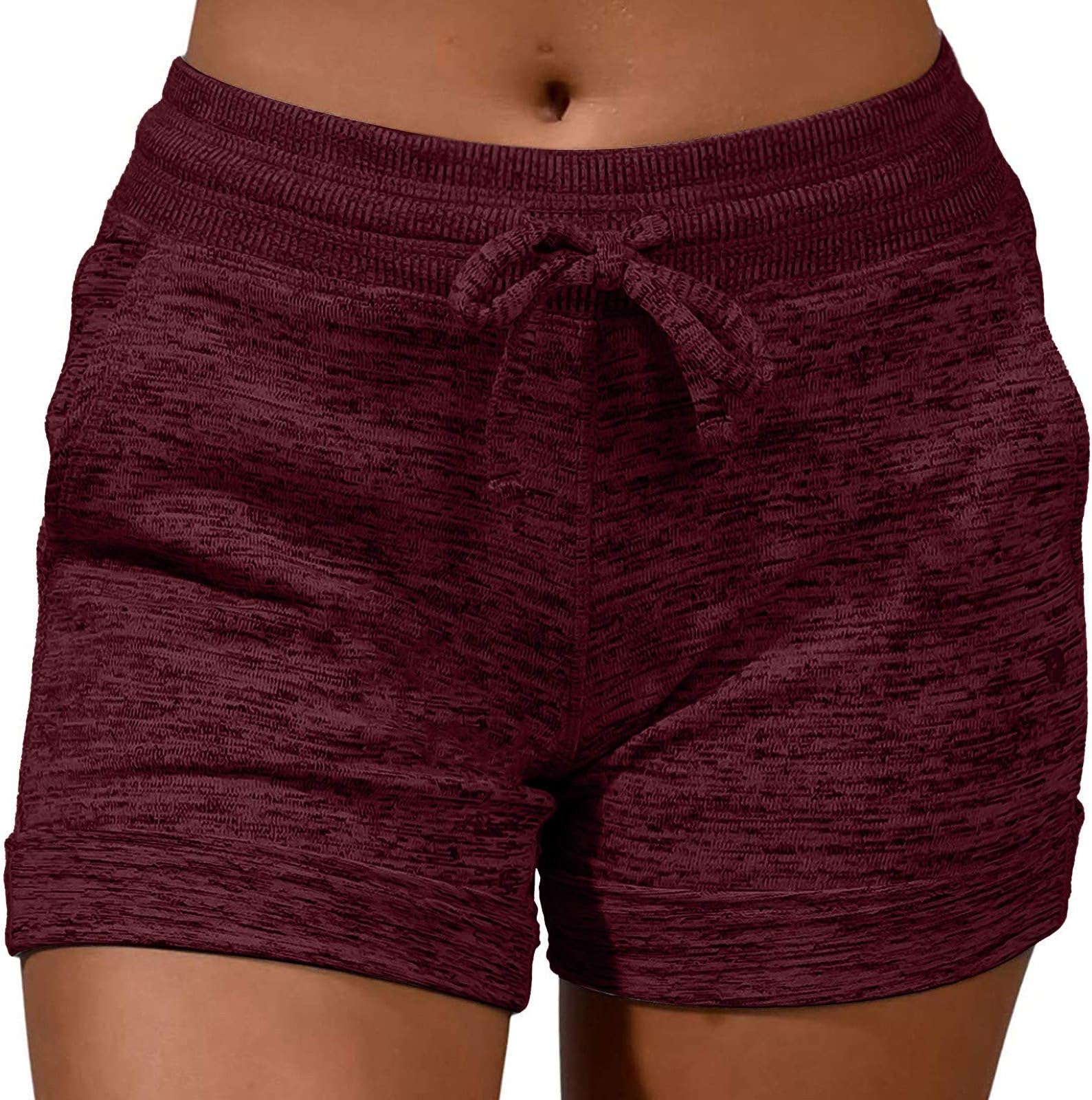 GenericSummer Shorts for Women Trendy Print Yoga Pants Casual Loose Elastic Drawstring Trousers Beach Shorts Pockets