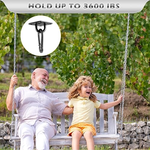 Miniatura 7 de FACULX Juego de 4 ganchos para colgar hamacas, juego de 4 ganchos de ojo de acero inoxidable de alta resistencia de 3600 libras, juego de ganchos a
