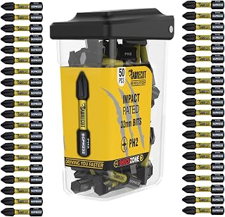 50 x SabreCut SCRPH23250B 32mm PH2 Magnetic Impact Screwdriver Driver Bits Set Single Ended Phillips Heavy Duty