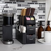 Vista 2 de Mind Reader Cup and Condiment Station, Countertop Organizer, Coffee Bar, Kitchen, Stirrers, 5.35"W x 11.25"L x 11.15"H, Black