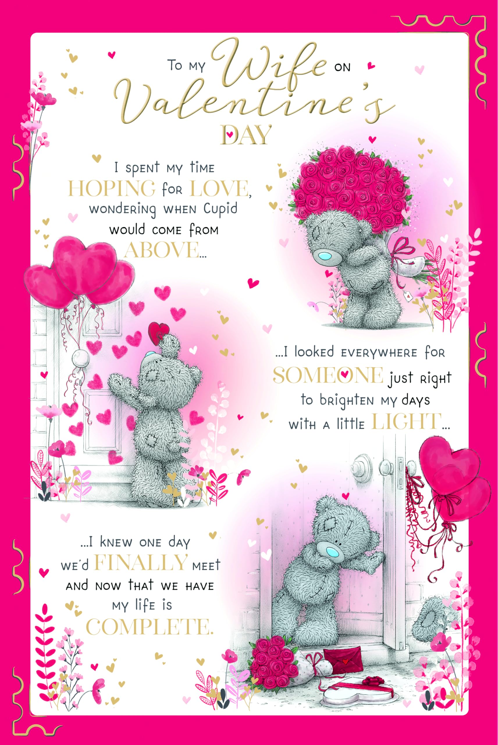 Me to You Tatty Teddy Luxury Valentine's Day Card 'To My Wife' 6 x 9" - Official Collection