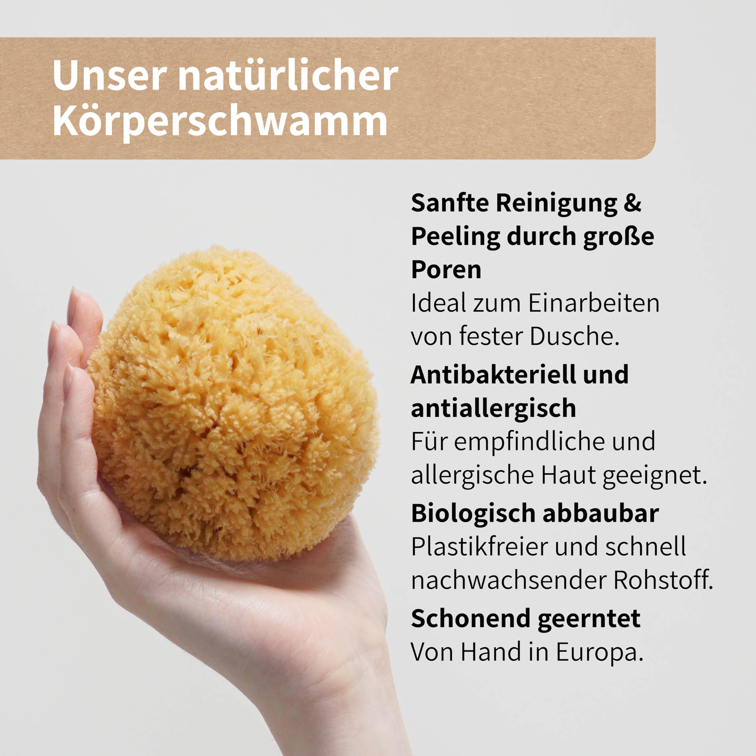 Niyok® Spugna Naturale • Spugna da Bagno Naturale • Spugna per il Corpo per Doccia e Bagno • Senza Plastica e Biodegradabile • Spugna Naturale
