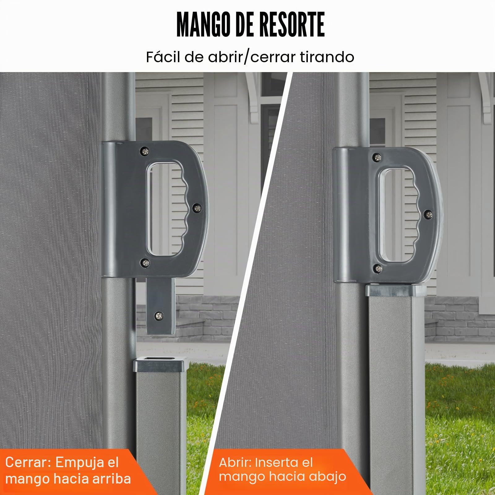 VEVOR Toldo Lateral Retráctil Pantalla de Privacidad al Aire Libre 200x300 cm Toldo Lateral contra Viento Impermeable de Poliéster Divisor de Habitación UV 30+ para Patio, Jardín, Balcón, Gris