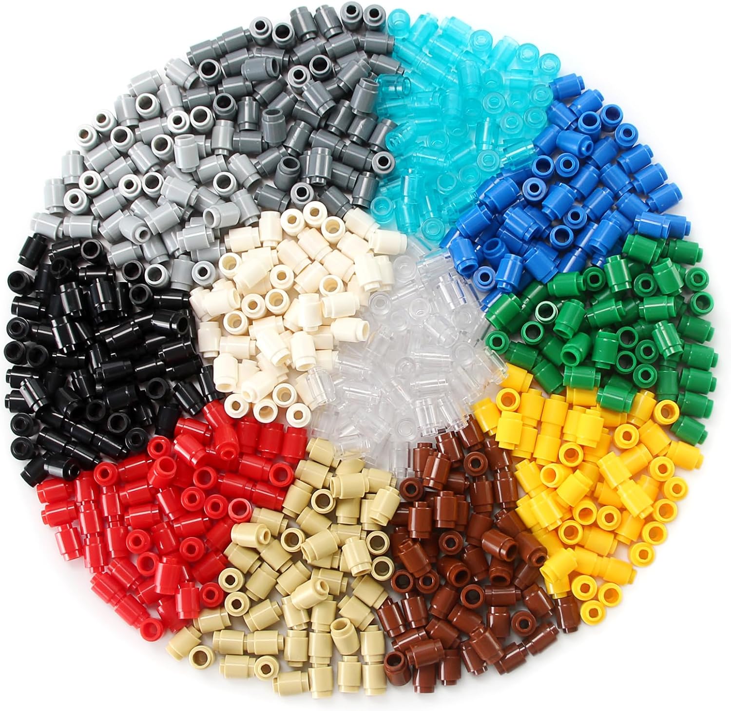 Feleph 600 Pieces 1x1 Round Bricks Bulk Multicolored Classic Basic Parts Building Creative Play Set Blocks Toy Accessories Compatible with 3062 Major Brands (12 Mixed Color)
