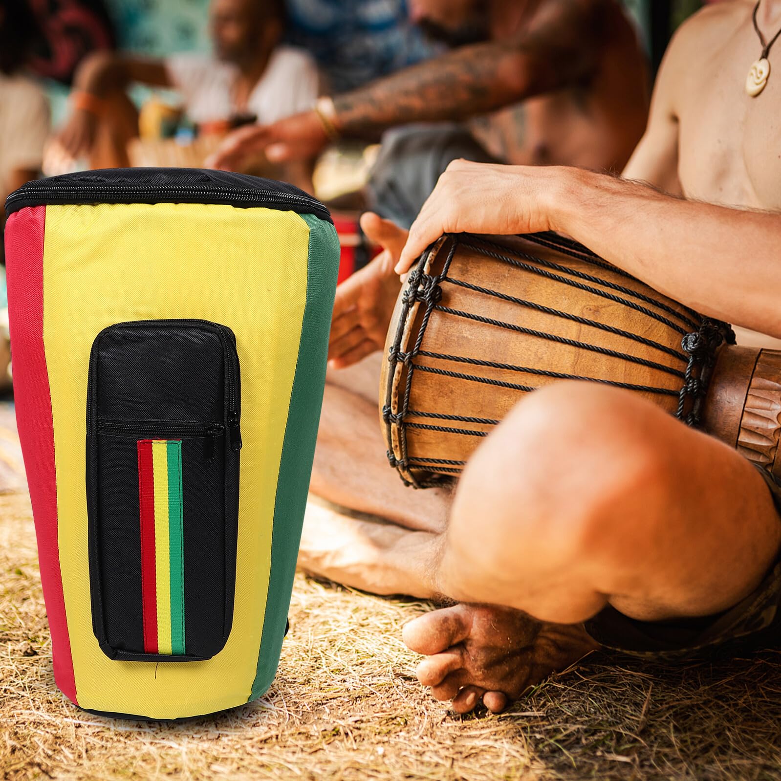 GALPADA Bolsa para Djembé Acolchada de 10 Pulgadas, Mochila para Instrumentos de Percusión con Correas Dobles, Tela Engrosada Resistente al Agua para Transporte y Protección