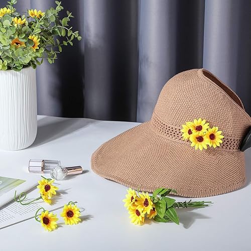 Miniatura 4 de 50 mini cabezas artificiales de girasol con tallos de hierro para decoración del hogar, fiesta, boda, decoración de novia, centros de mesa, corona,