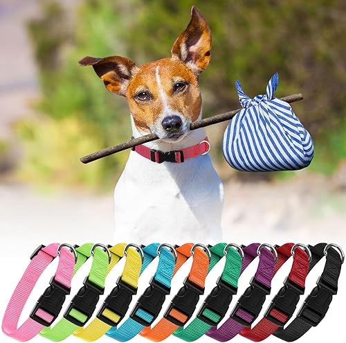 Miniatura 7 de 9 piezas de collar ajustable para perro, collar de nailon suave para mascotas con hebilla de liberación rápida a granel para perros, caminar,