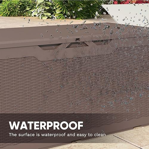 Vista 55 de Patiowell Caja de resina de 100 galones, caja de almacenamiento grande impermeable para muebles de patio y herramientas de jardín, color negro