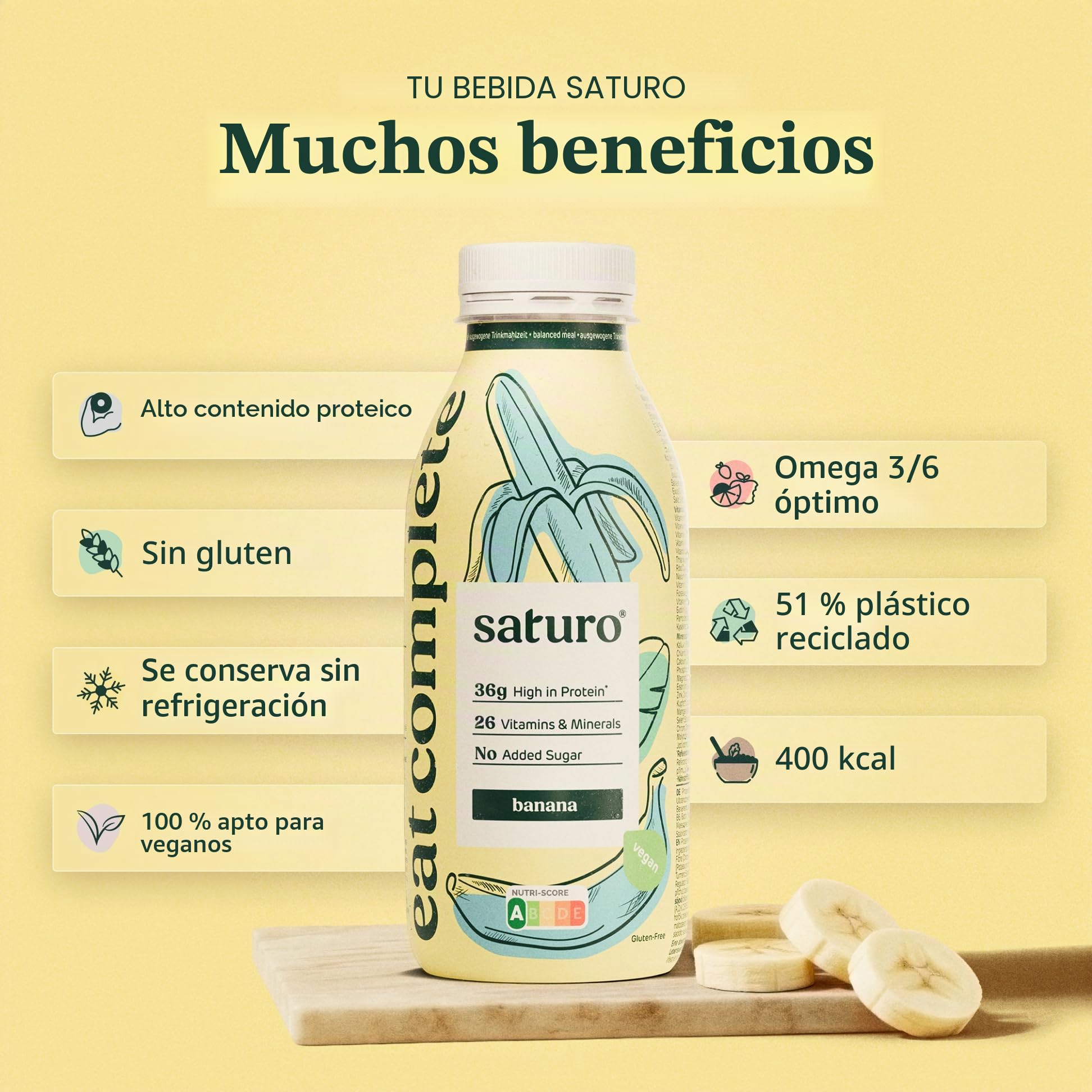 Saturo Paquete Mixto de Sustitutos de Comida | Batido alto en proteínas con 330 kcal | Vegano | Comida bebible con 26 nutrientes | 24 x 330 ml