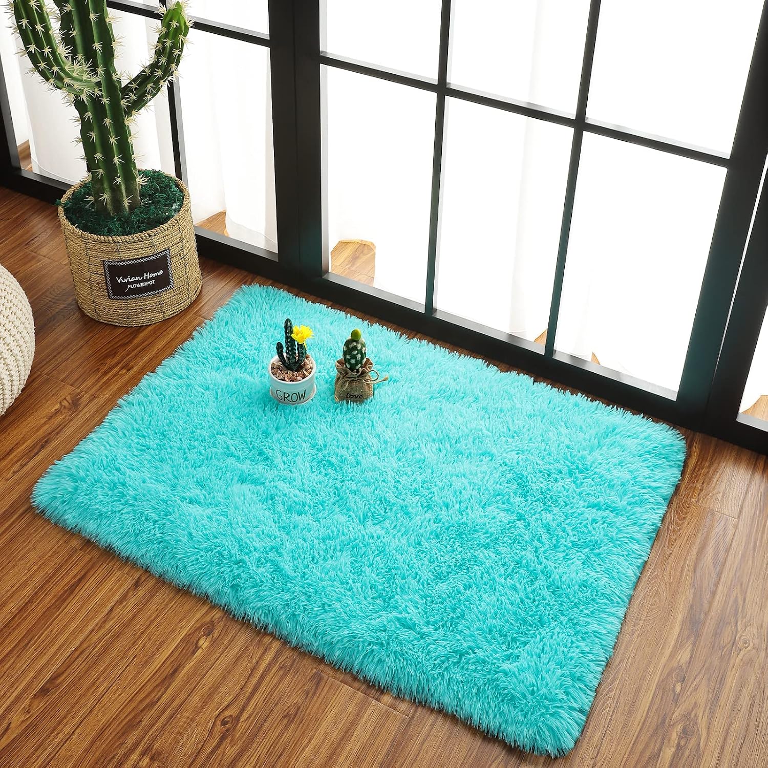 Flagover Soft Area Rug for Bedroom, Fluffy Shaggy 2x3 Blue Rugs for Living Room Furry Plush Carpets New Upgraded Fuzzy Bedside Rugs for Boys Girls Fuzzy Home Dorm Decor Nordic Floor Mats