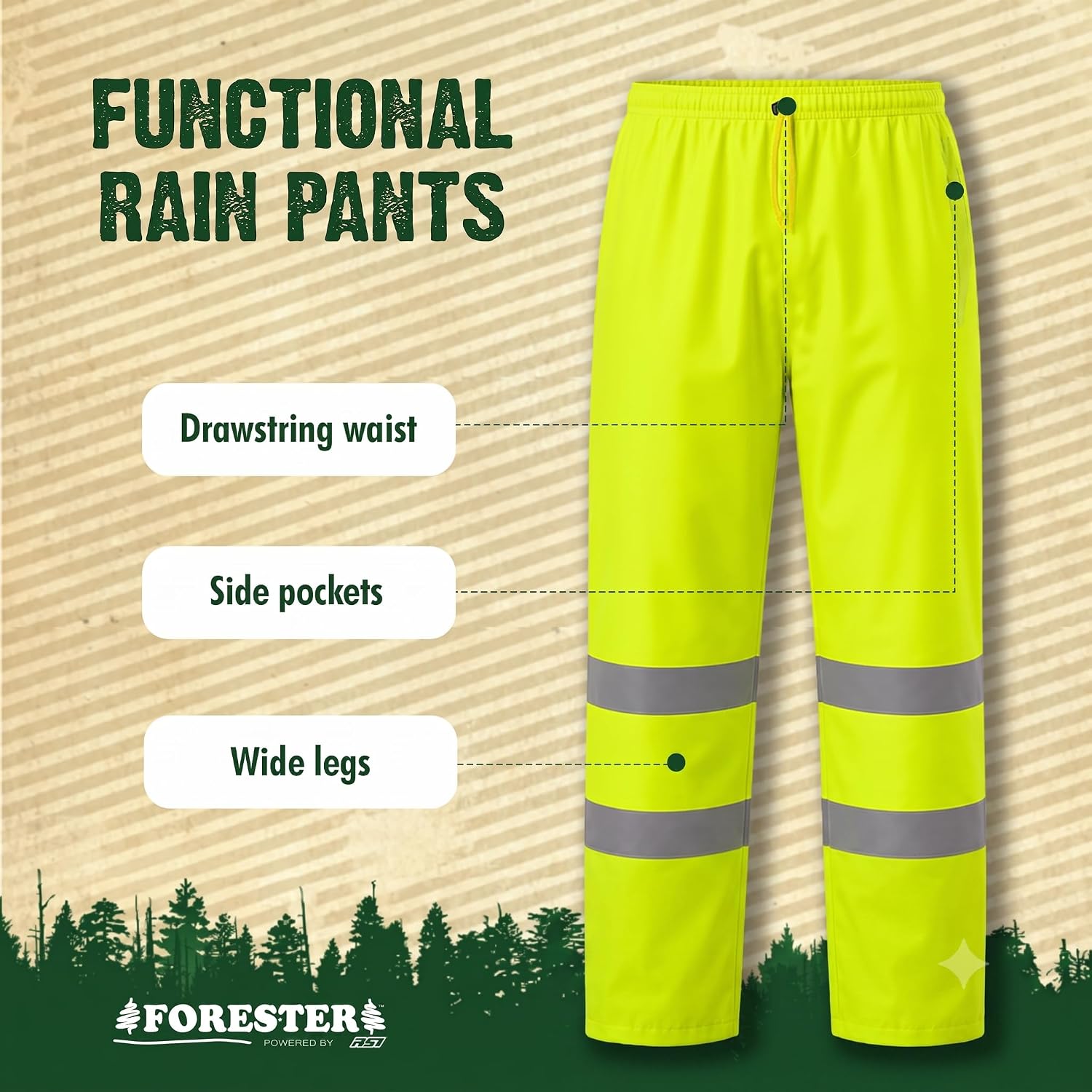 FORESTER Class 3 Hi-Vis Rain Suit - Waterproof Jacket & Pants | Heavy Duty Rain Gear for Men & Women | Reflective image 5