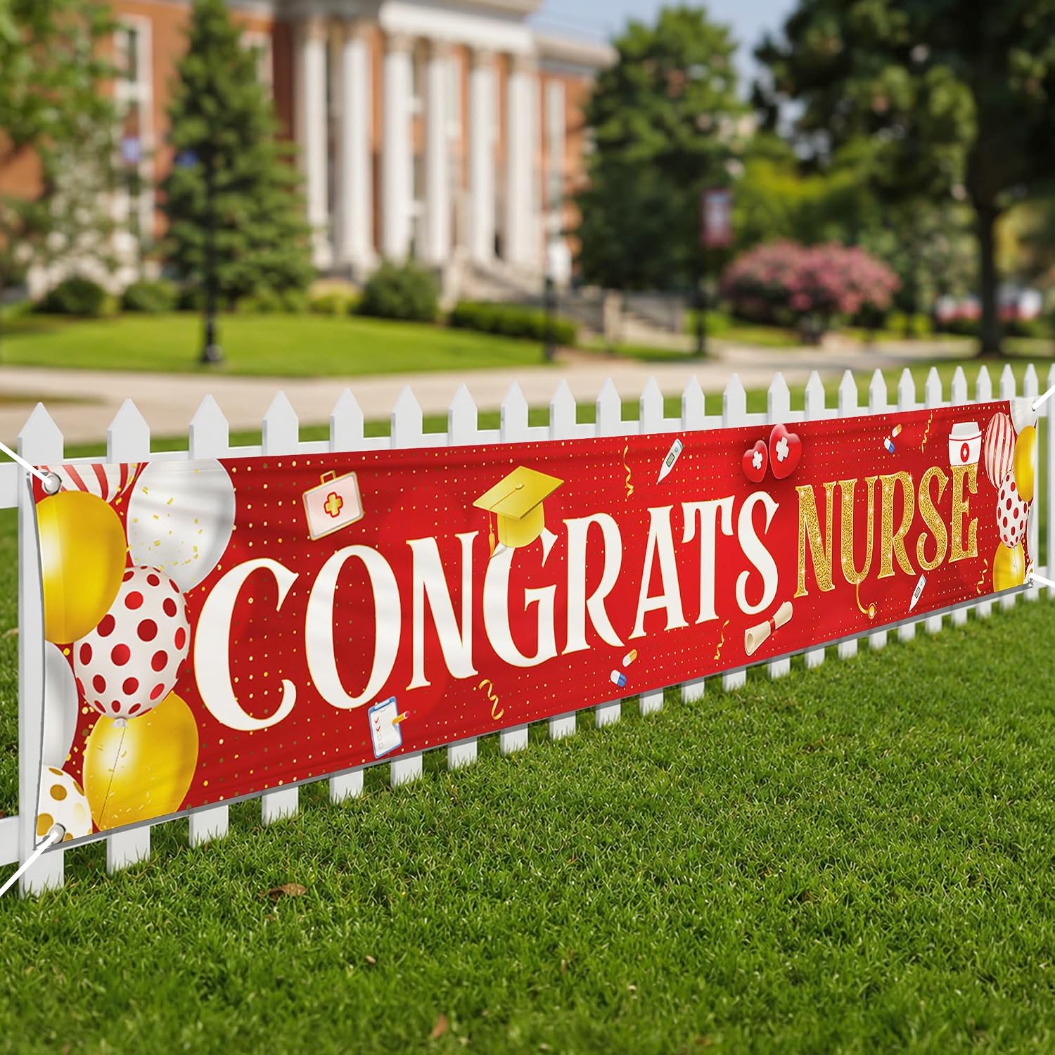 Katchon, Xtralarge Red Congrats Nurse Yard Banner - 120x20 Inch | Nursing Graduation Party Supplies | Congrats Nurse Banner for Nurse Graduation Decorations 2026 | Graduation Banner