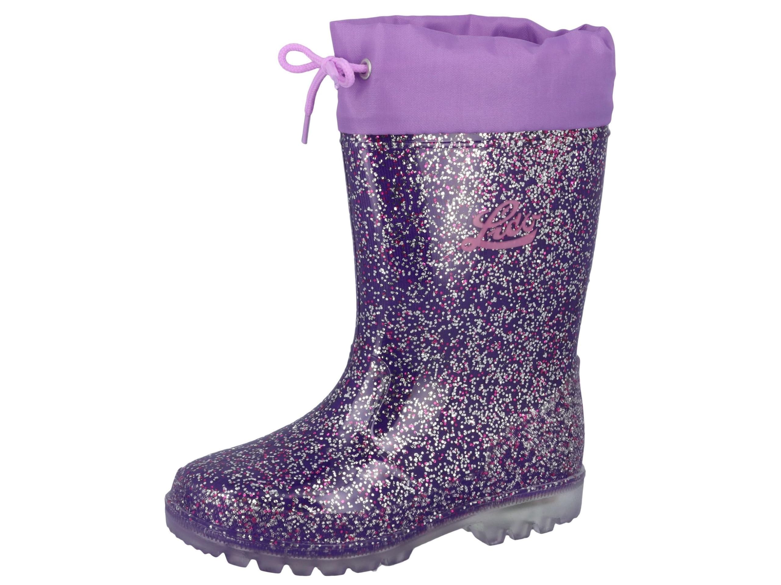Lico Boys Powerlight W Blinky Wellington Boots, Purple Pink Silver, 8 UK