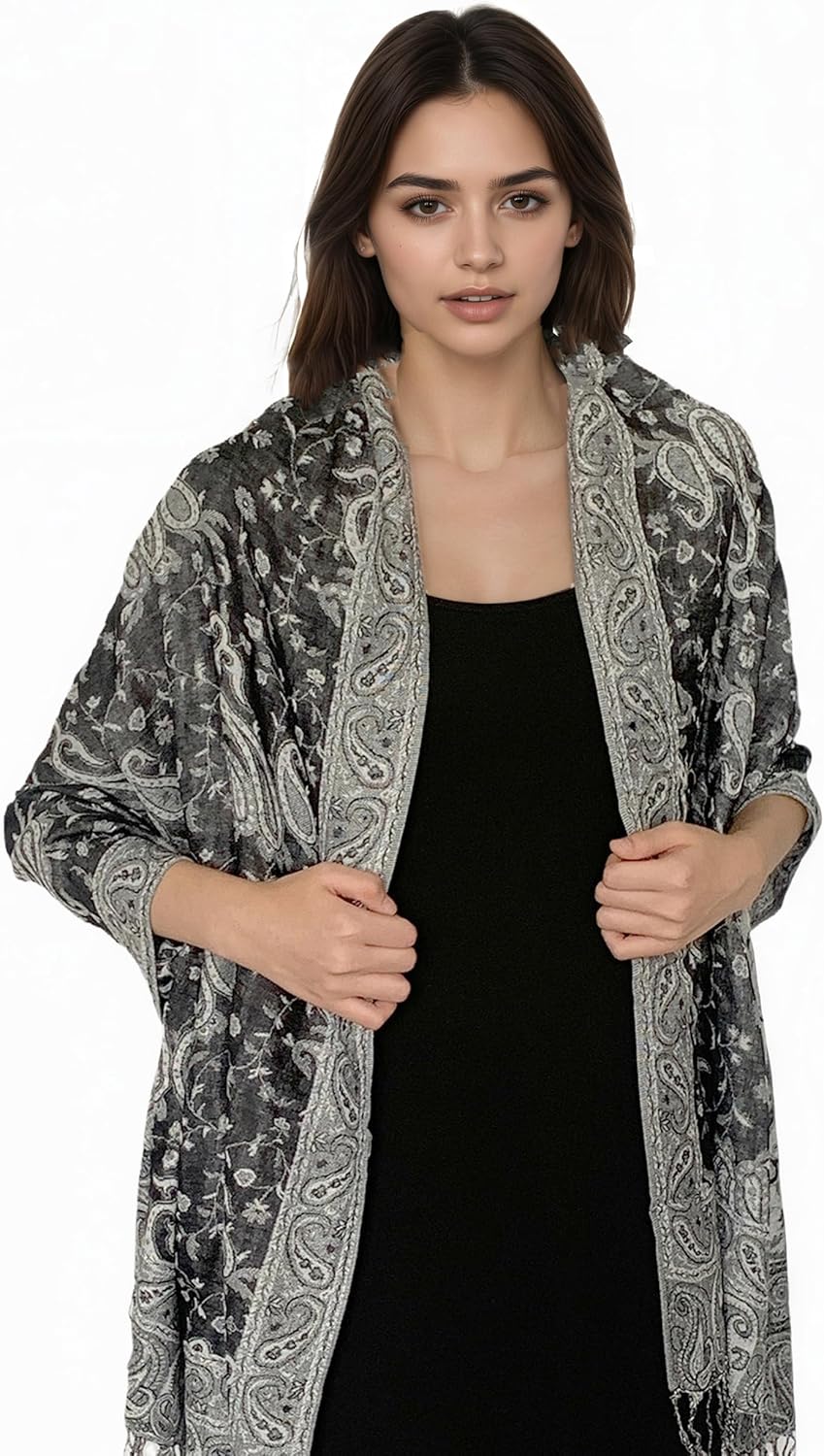 Pashmina Scarf for Women Shawls and Wraps Reversible Paisley Vintage Jacquard Soft Silky Rave Scarves Men - Image 2