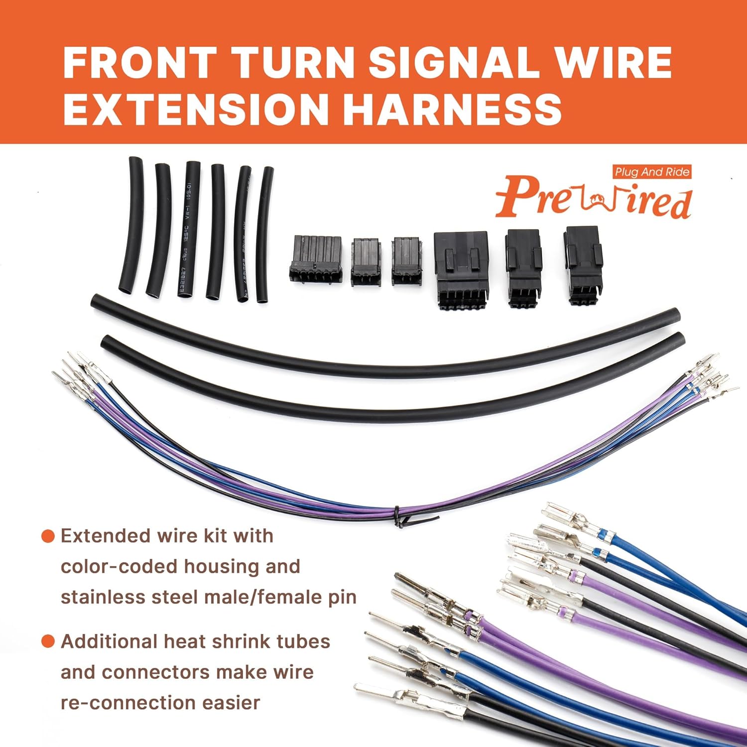 14" Extended Handlebar Cable Set NO ABS for 2014-2016 Road King/Electra Glide/Street Glide/Road Glide Models Brake Line Hydraulic Clutch Cable Extension, Chrome