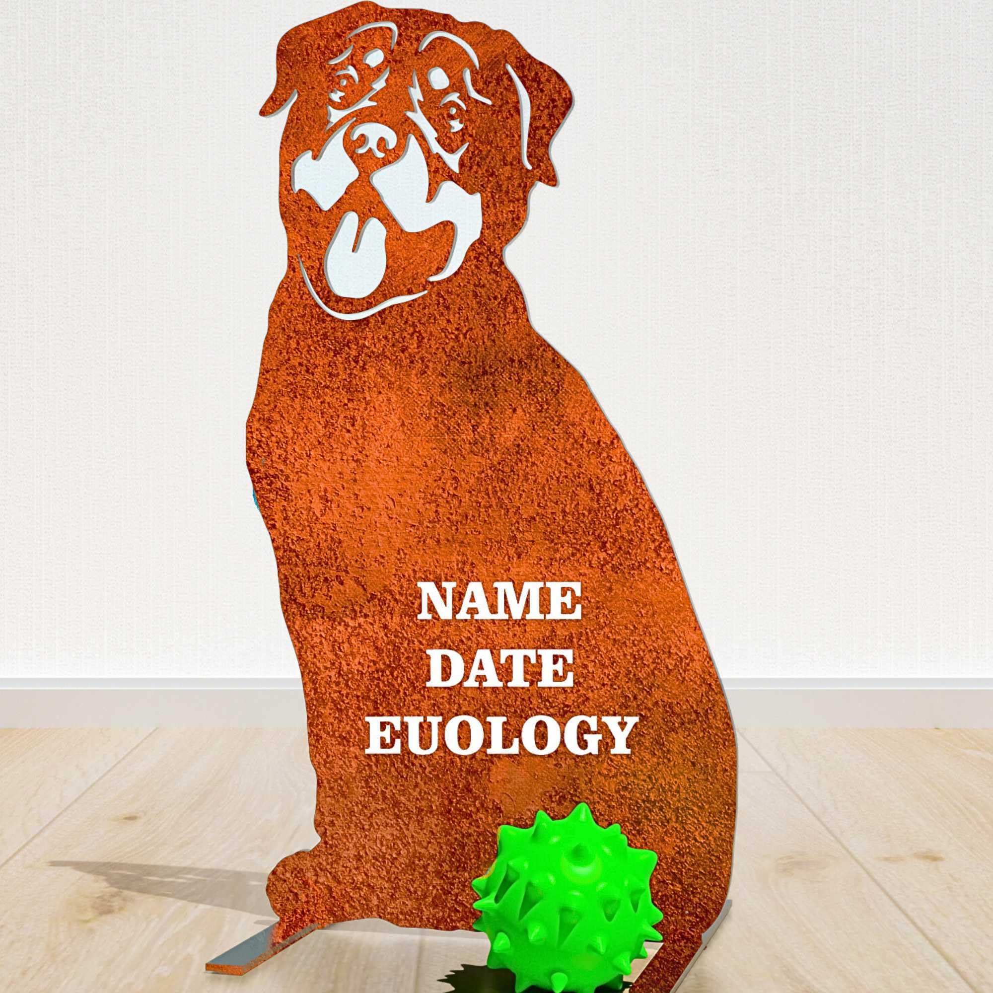 Rottweiler Dog Loss Garden Memorial Stone Statue Pet Grave Plaque Gift Metal Outdoor Ornament Idea Ashes Urn Headstone Personalised Sculpture (Personalised Natural Oxidised Memorial)