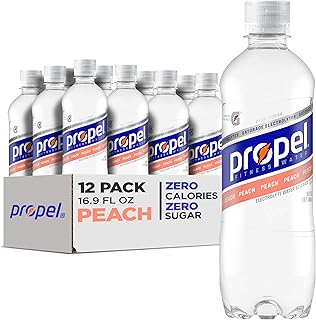 Propel, Peach, Zero Calorie Sports Drinking Water with Electrolytes and Vitamins C&E, 16.9 Fl Oz (Pack of 12)