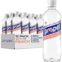 Propel, Peach, Zero Calorie Sports Drinking Water with Electrolytes and Vitamins C&amp;E, 16.9 Fl Oz (Pack of 12)