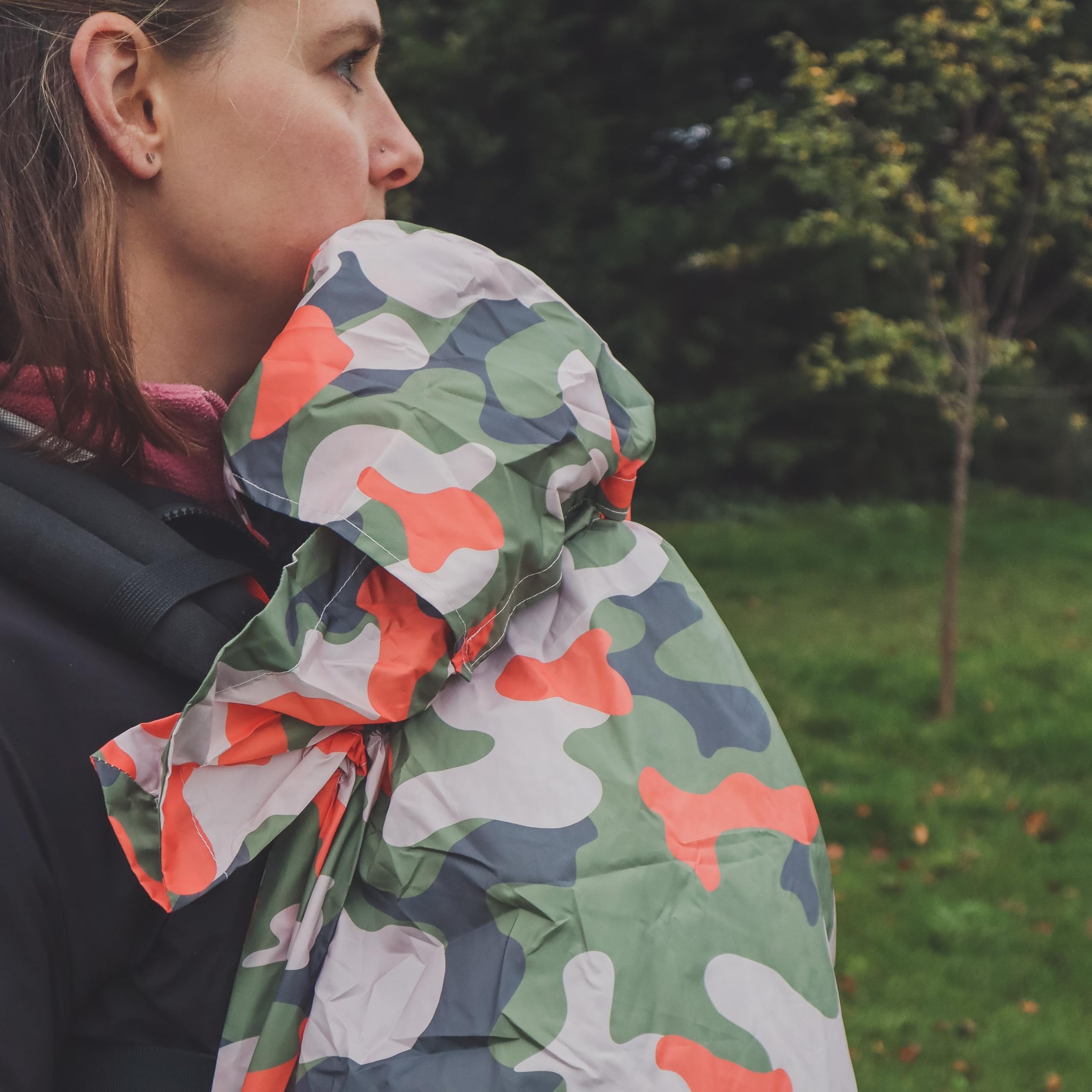 BundleBean - Babywearing Lightweight Raincover (Khaki Camo) - Waterproof & Windproof Baby Carrier, Includes Storage Bag, Silky-Soft Waterproof Fabric, Universal Fit, New Born to 4 Years Old