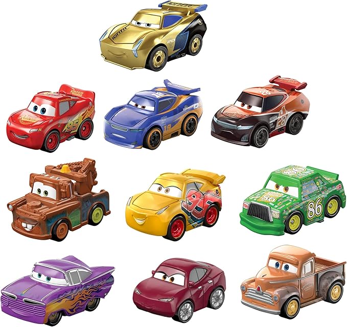 Amazon Com Disney Pixar Cars Mini Racers Derby Racers Series 10 Pack Small Metal Movie Vehicles For Competition And Story Play Wide Character Variety Authentic Details Amazon Exclusive Toys Games