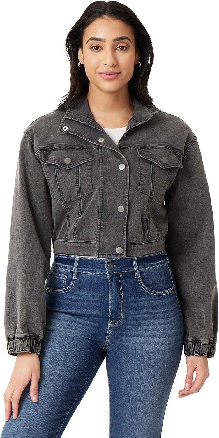 WallFlower Women's Moto Denim Jacket