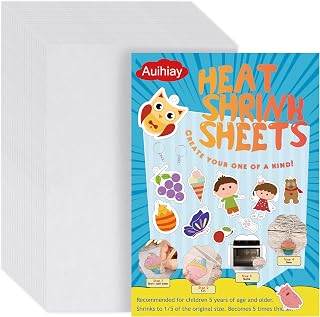 Auihiay 20 Pieces Shrinky Plastic Sheets, Shrink Films Papers, Shrinky Art for Kids Paper Crafts, Handprint Keychains, Easter Ornament and Mothers Day Gifts, 7.9 X 5.7 inch / 20 X 14.5 cm