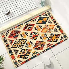Tribal Geometric Bath Mats for Bathroom Native American Shower Mat Non Slip Quick Dry Southwestern Aztec Bathmat Diatomaceous
