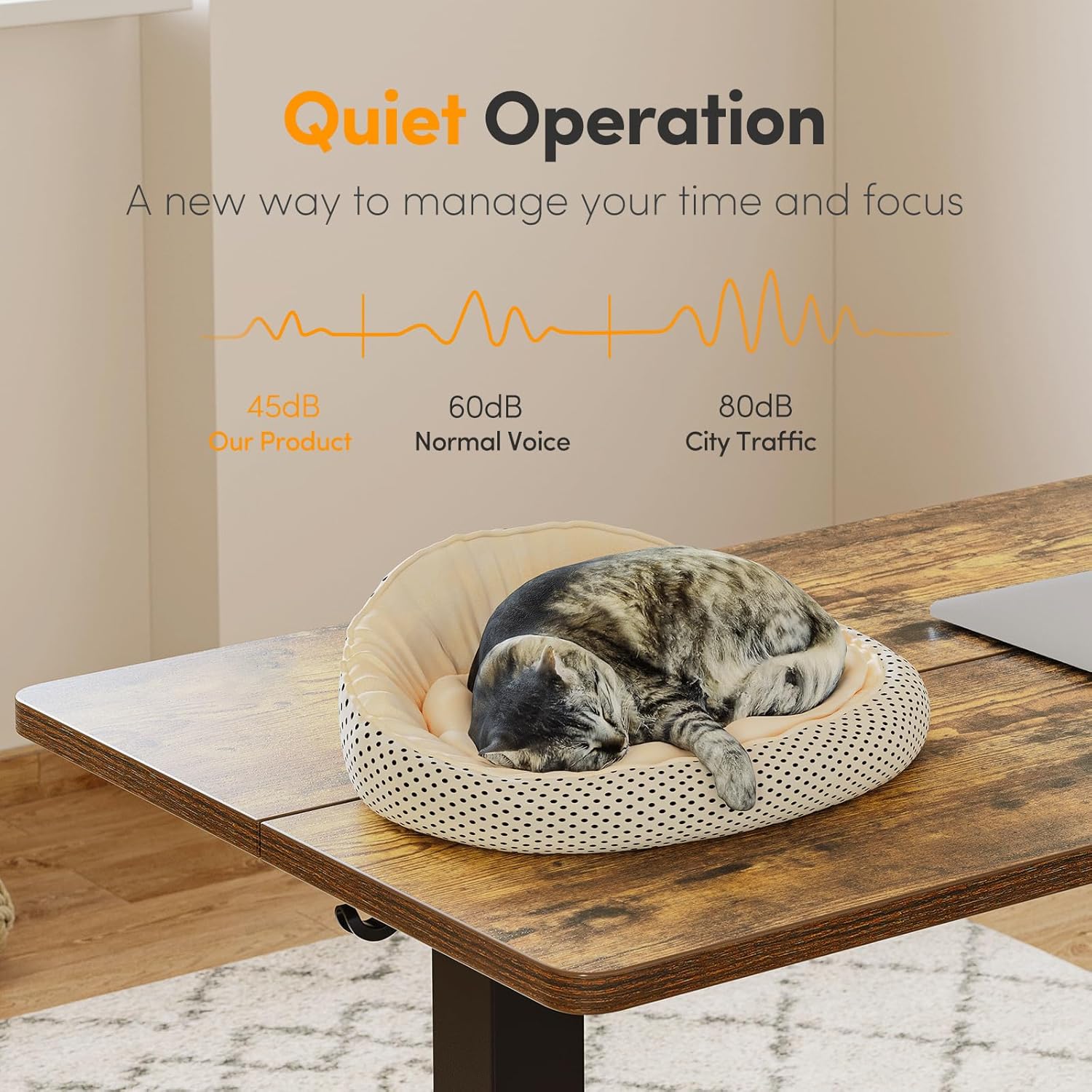 CUIBIKER 55'' Standing Desk, Electric Stand up Height Adjustable Home Office Table, Sit Stand Desk with Splice Board, Rustic Brown