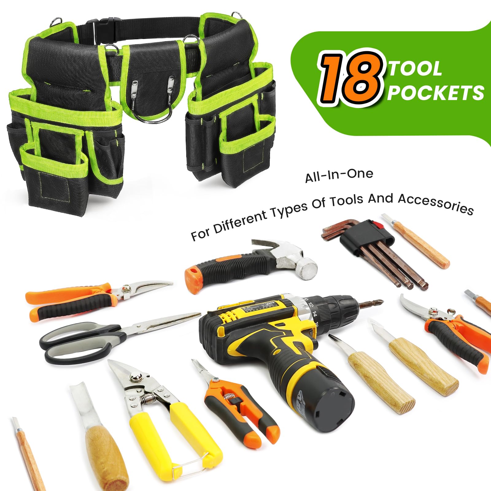 Werkzeuggürtel, professionelle Werkzeuggürtel für Herren, magnetische Werkzeugtasche mit Hosenträgern, strapazierfähig, abnehmbar, verstellbar, Arbeitstaschen für Elektriker, Tischler (Schwarz und