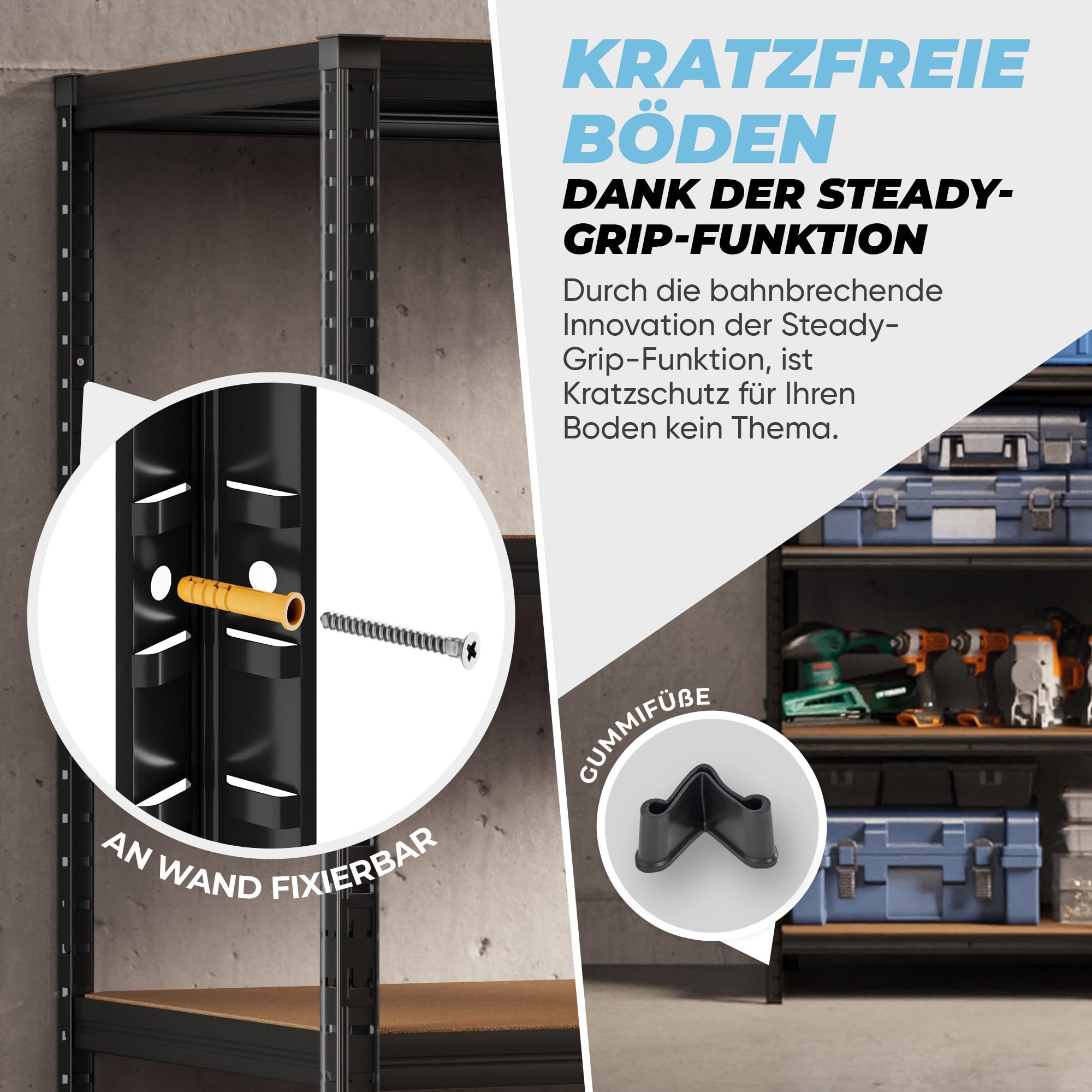 ALL Premium Schwerlastregal 180x90x40cm - 2er Set Schwarz 1250kg Traglast stabiles Kellerregal Metall, Lagerregal & Vorratsregal ideale Regale für kellerraum, Regal Keller & abstellraum Regal