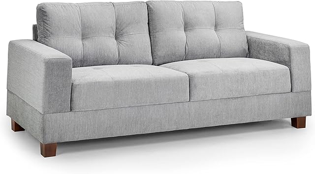Honeypot - Sofa - Jerry - 3 Seater - 2 Seater - Armchair - Black - Grey - Faux leather (3 Seater, Grey Fabric)