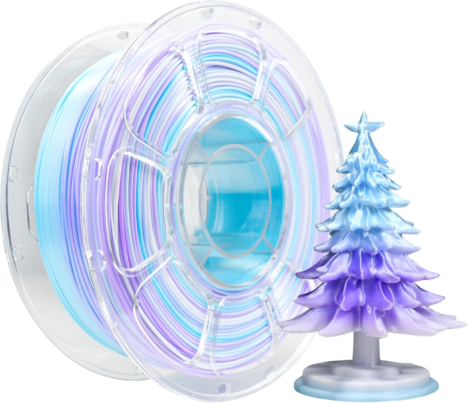iBOSS Silk Gradient PLA Plus (PLA+) 3D Printer Filament 1.75mm+/-0.02mm, 1kg Spool (2 2lbs) Tri Color 3D Printing Filament, PLA Pro 3D Filament,Fit Most FDM Printer(Gradient White Purple Blue)
