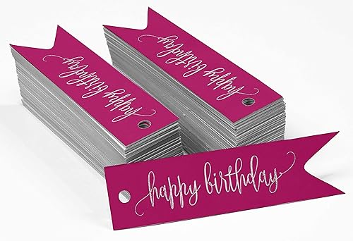 Miniatura 198 de Etiquetas de papel para colgar con texto en inglés «Happy Birthday», 100 unidades Azul,Aqua Blue,Negro -,azul, cerceta (Dark Teal Blue),Rosa