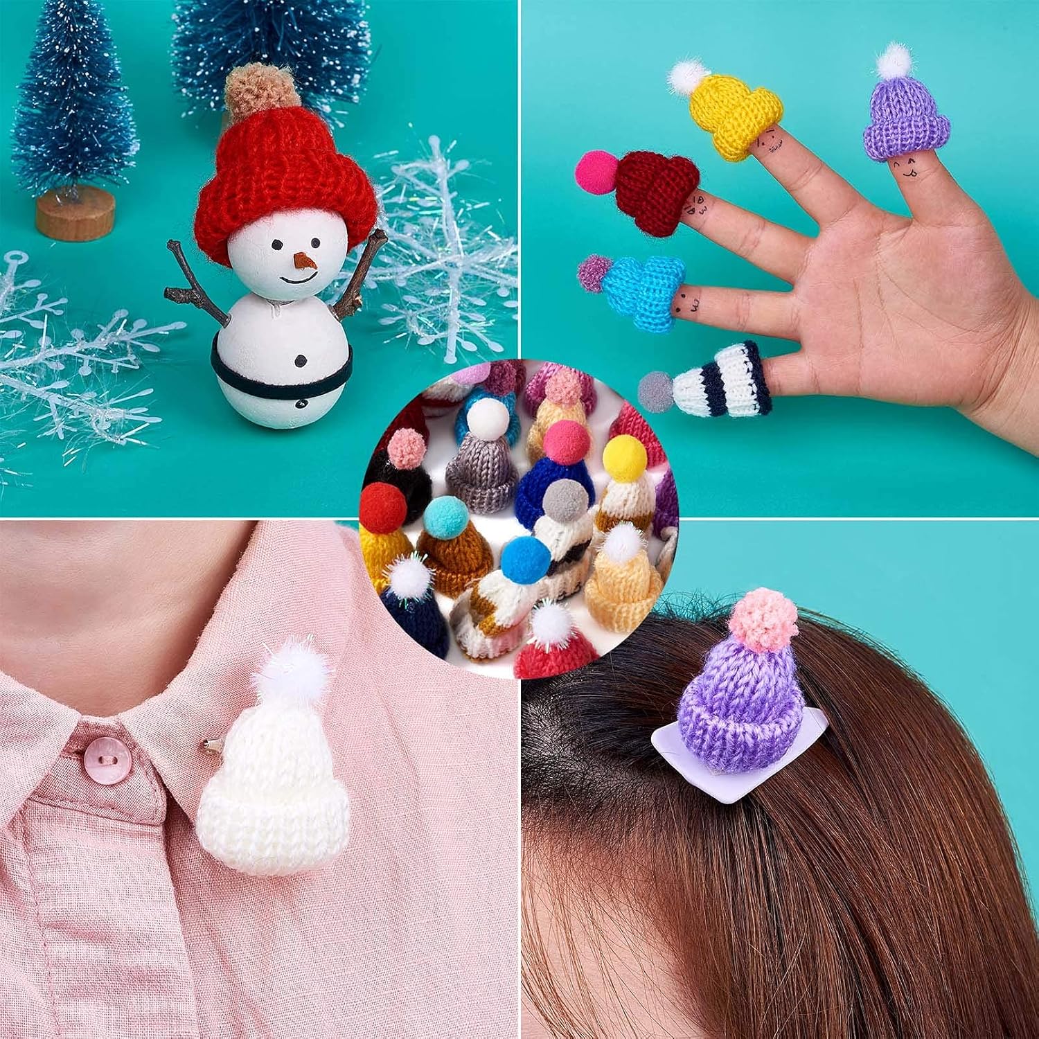 Craftdady Mini Knit Hat Black Plastic Top Hat Red Mini Santa Hat Scarf