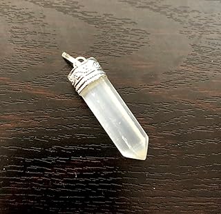 CRYSTALMIRACLE Exclusive Selenite Pointer Pendant 6 Faceted Wellness Crystal Healing Metaphysical Fashion Jewelry Men Women Gift Gemstone Accessory